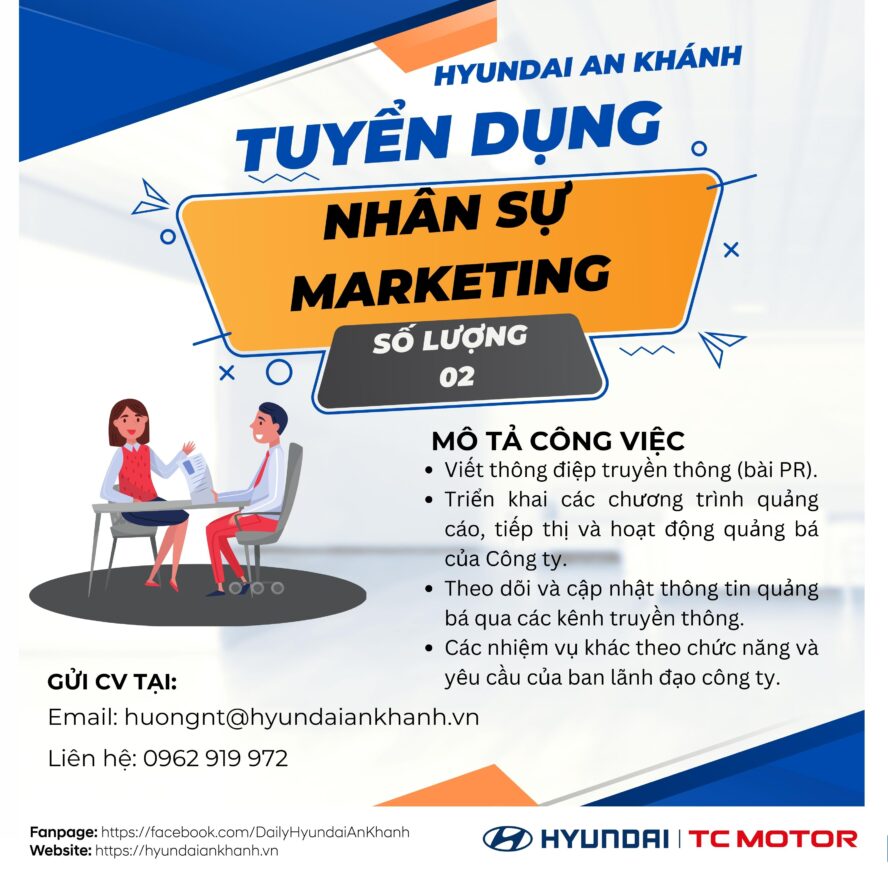 Tuyển dụng Nhân viên Marketing 1 white and orange modern we are hiring instagram post